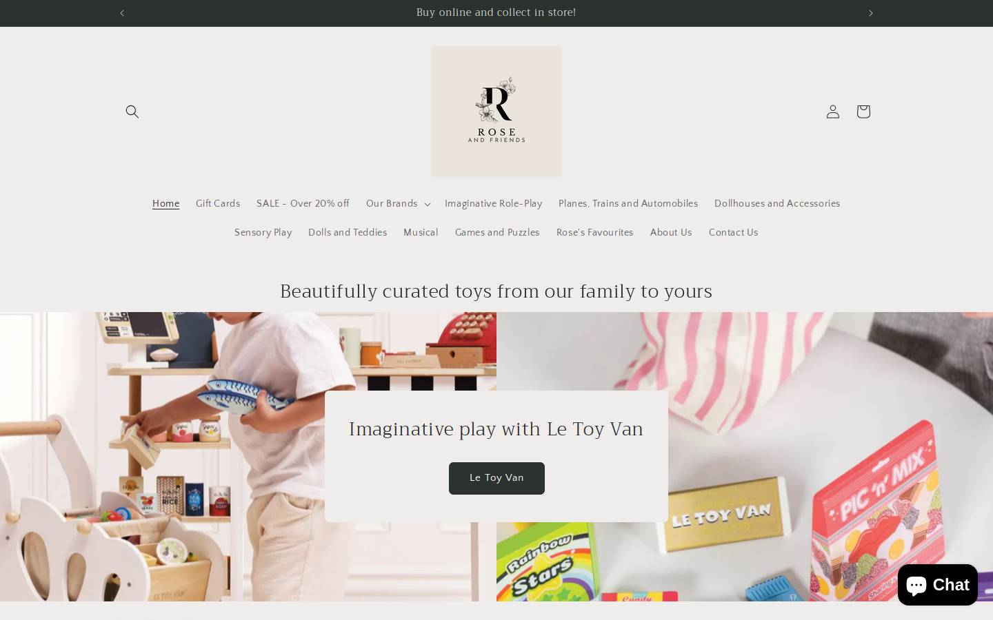 Roseandfriends homepage screenshot