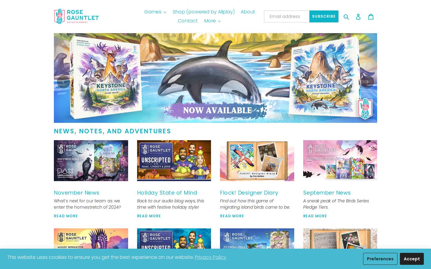 rosegauntlet.com homepage screenshot