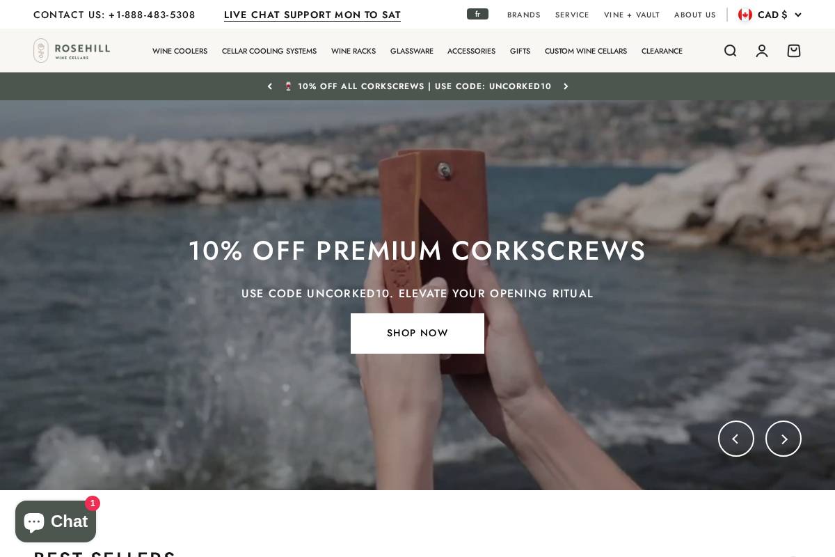 Rosehill Wine Cellars homepage screenshot