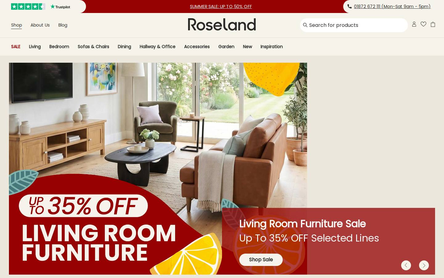 roselandfurniture.co.uk homepage screenshot