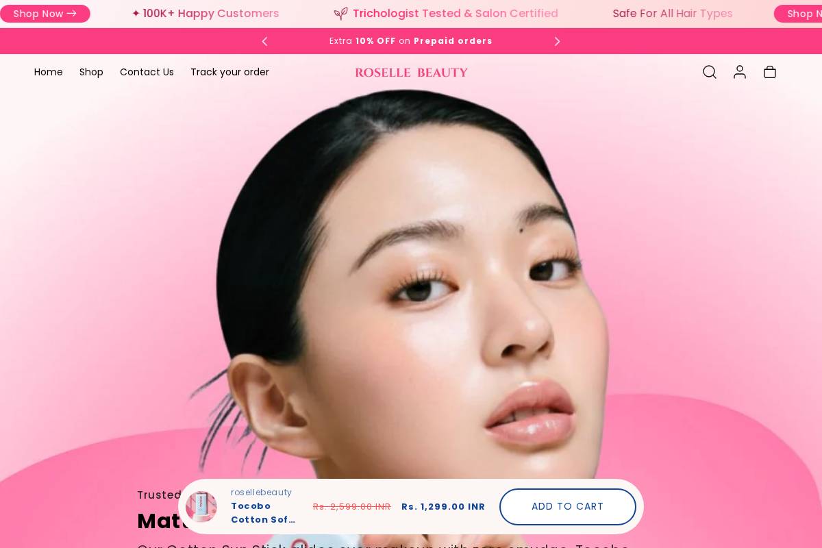 rosellebeauty.in homepage screenshot