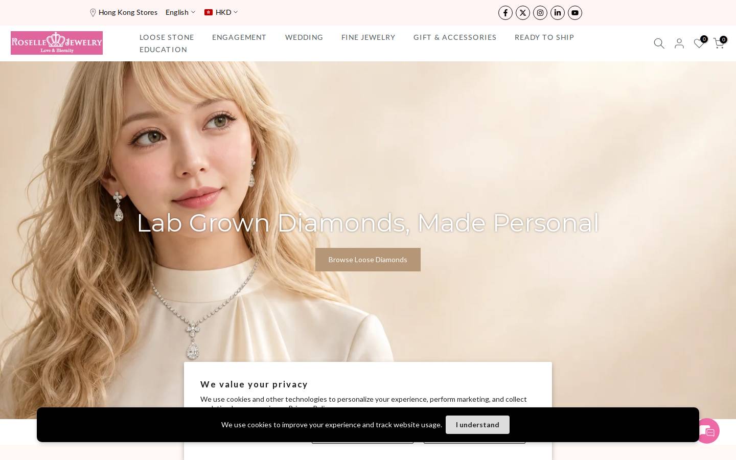rosellejewelry.com homepage screenshot