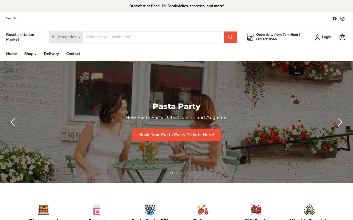 rosellisfood.com homepage screenshot