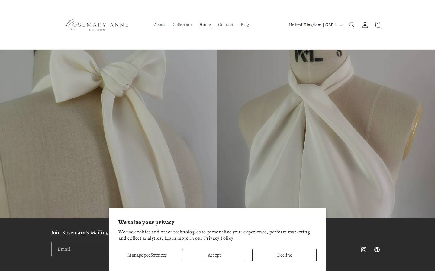 rosemaryannelondon.com homepage screenshot