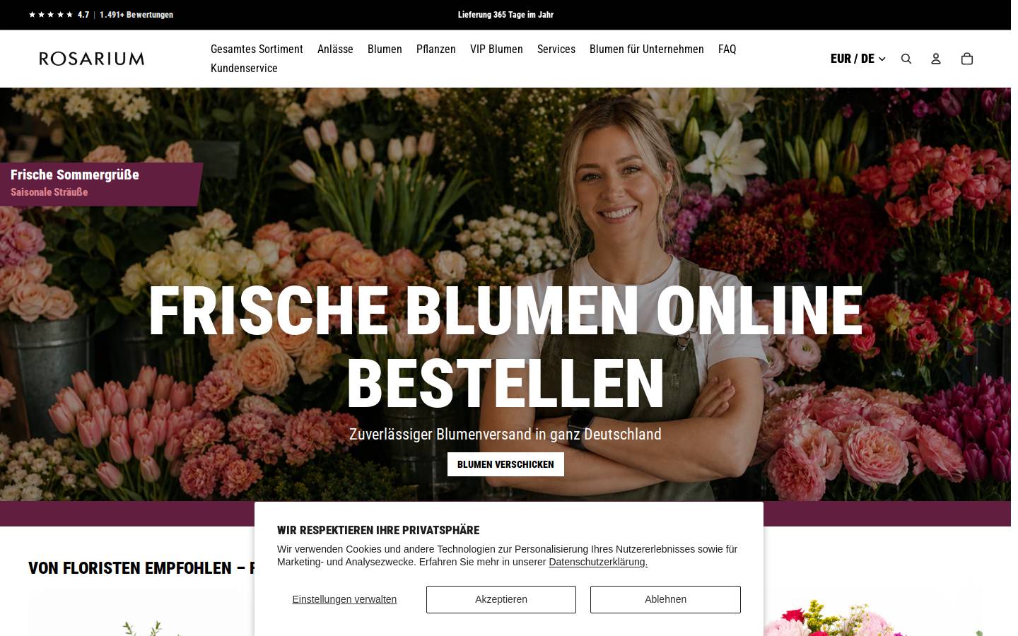 rosenbestellen.online homepage screenshot