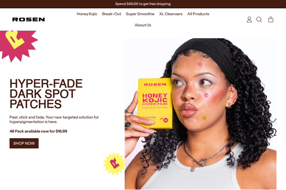 ROSEN Skincare homepage screenshot