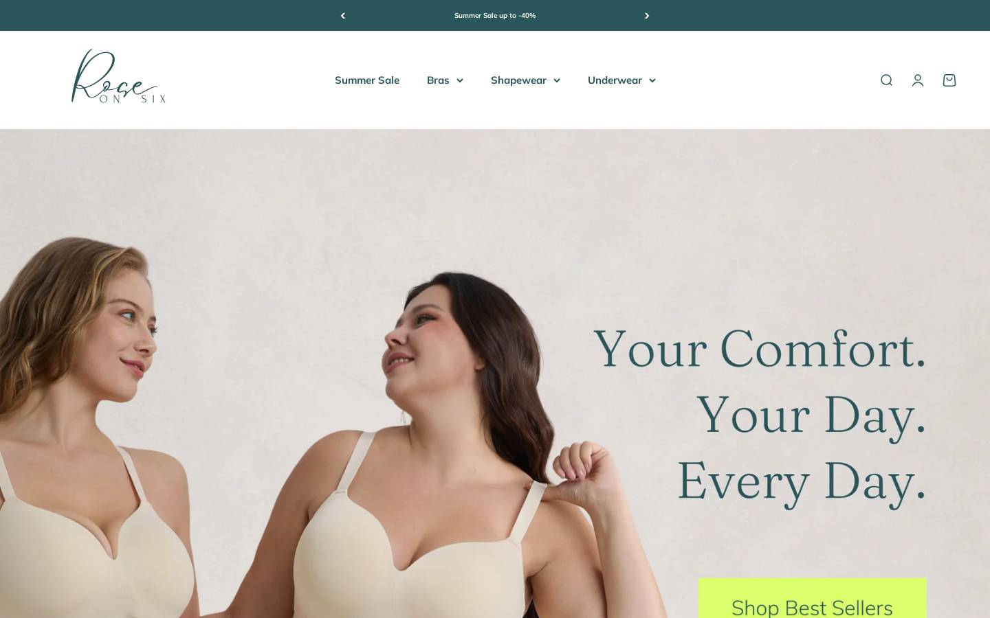 Rose on Six homepage screenshot