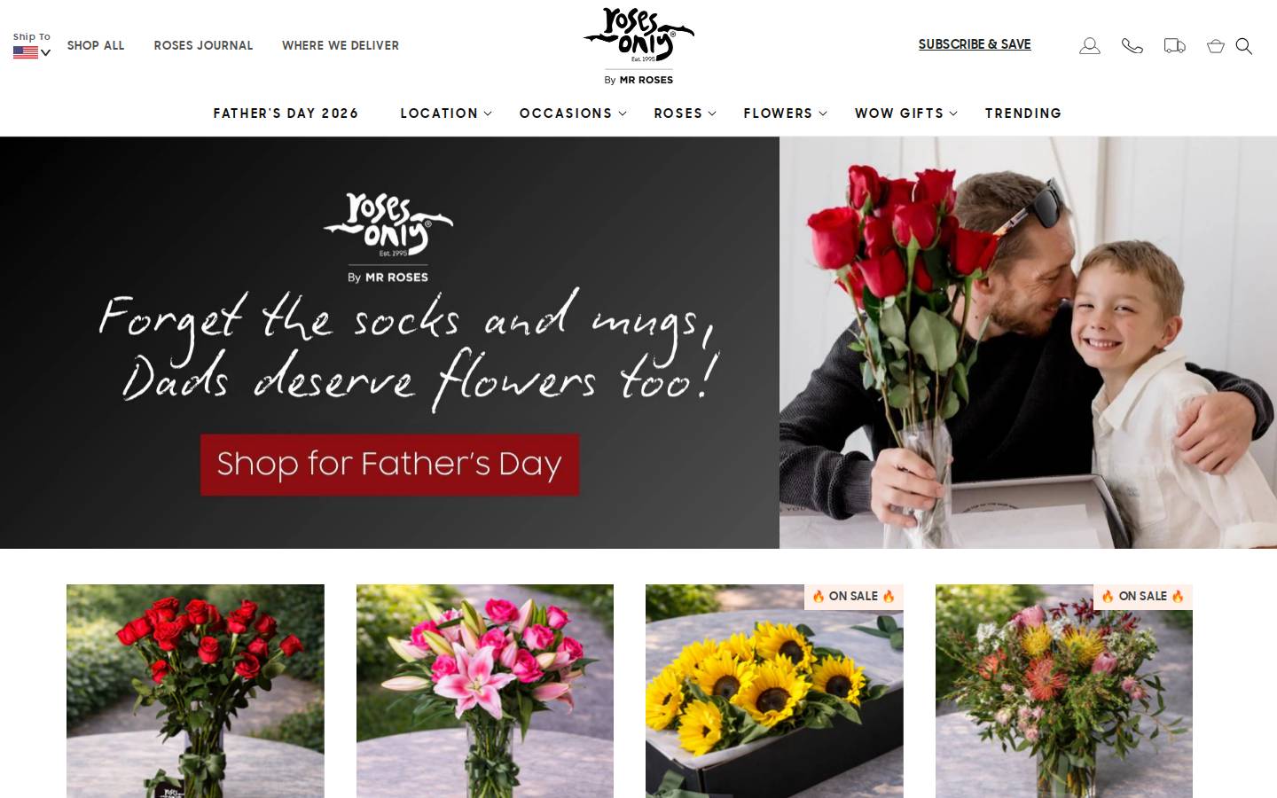 rosesonly.com homepage screenshot
