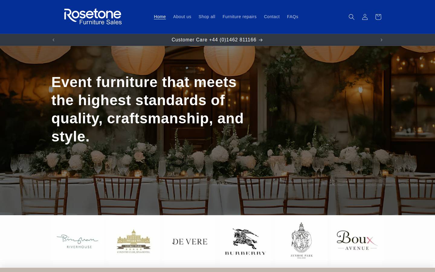 rosetonefurnituresales.com homepage screenshot