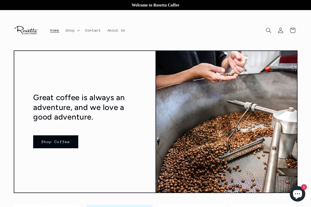 rosettacoffeecompany.com homepage screenshot