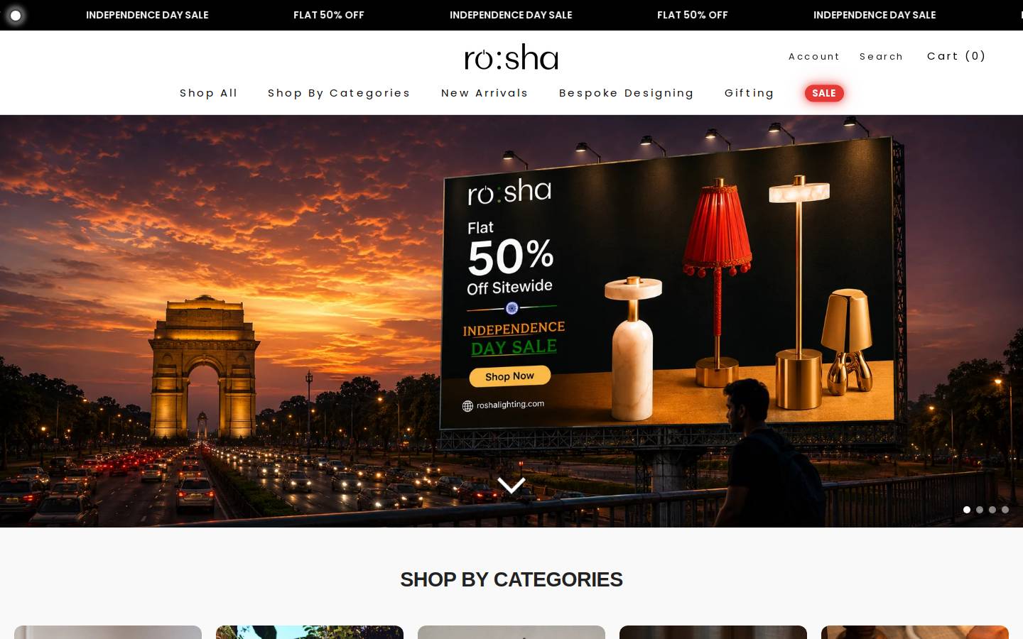 roshalighting.com homepage screenshot