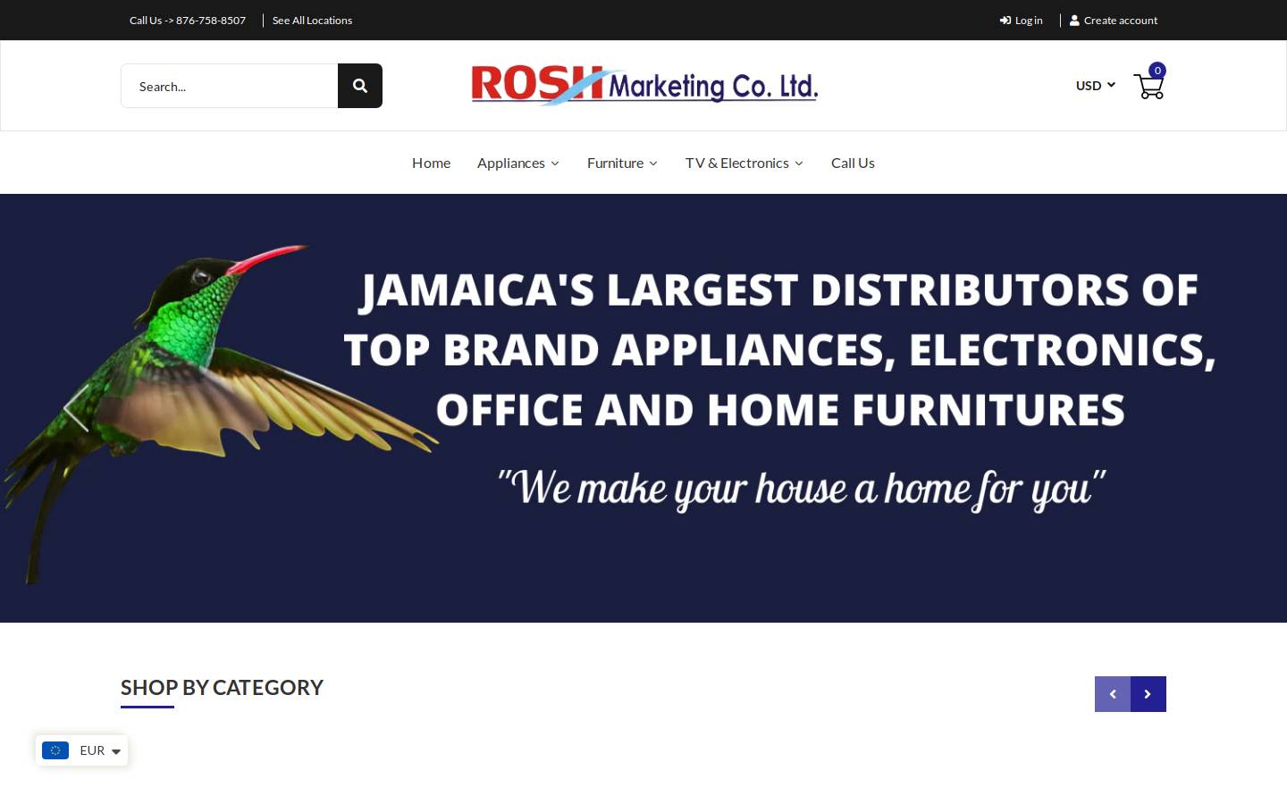 roshmarketingja.com homepage screenshot