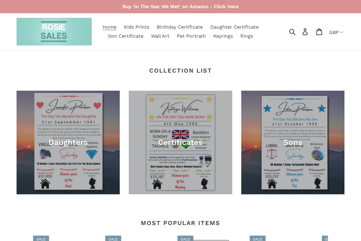 Rosiesales homepage screenshot