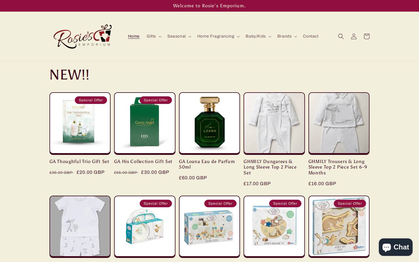 rosiesemporium.co.uk homepage screenshot