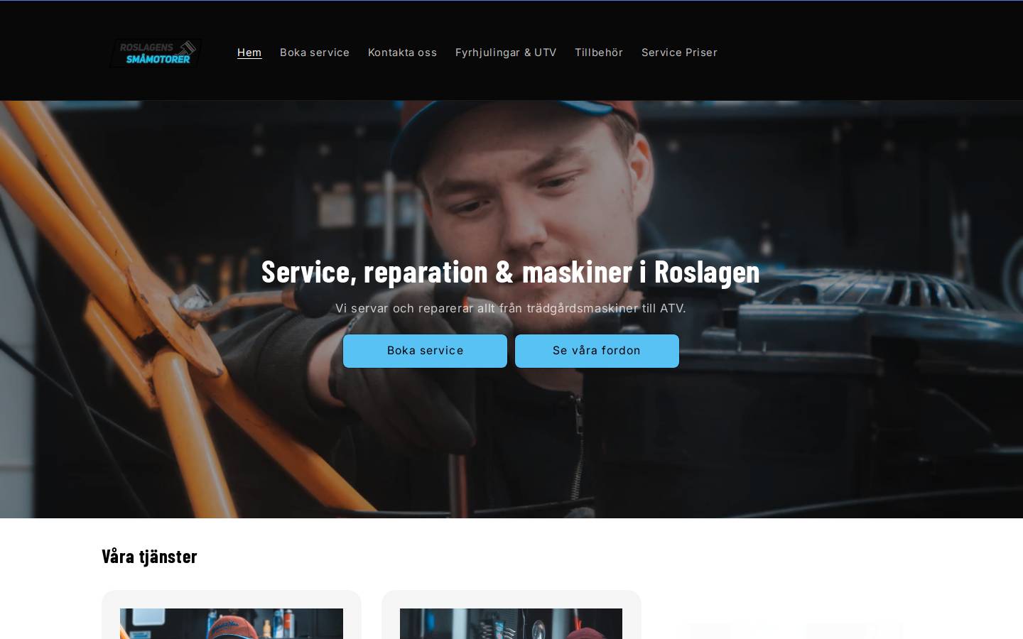 roslagenssmamotorer.se homepage screenshot