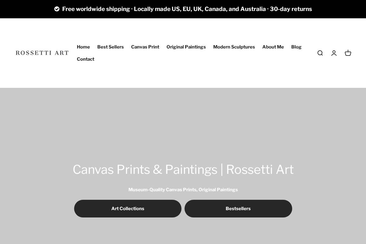 Rossetti Art homepage screenshot