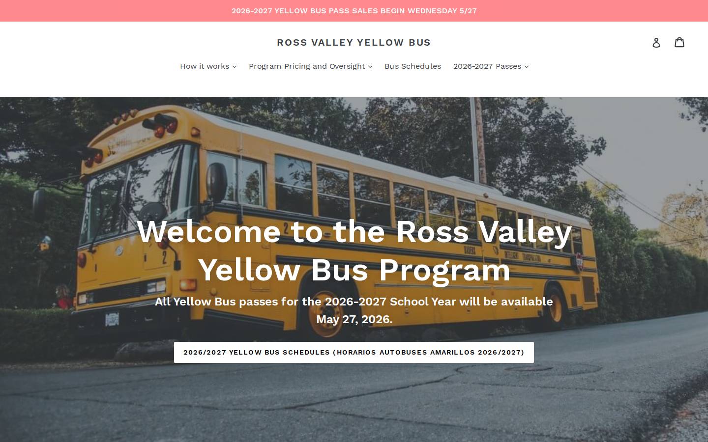 rossvalleyschoolbus.com homepage screenshot