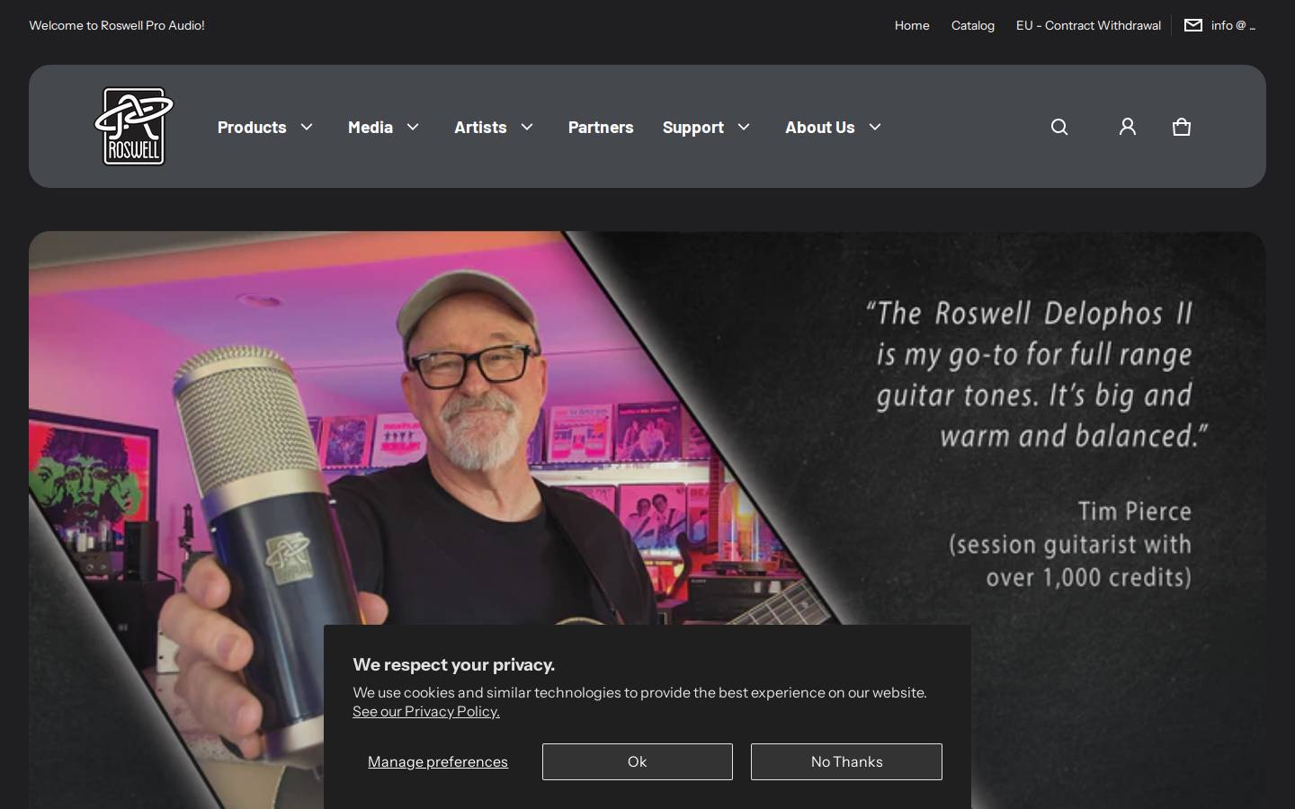 roswellproaudio.com homepage screenshot