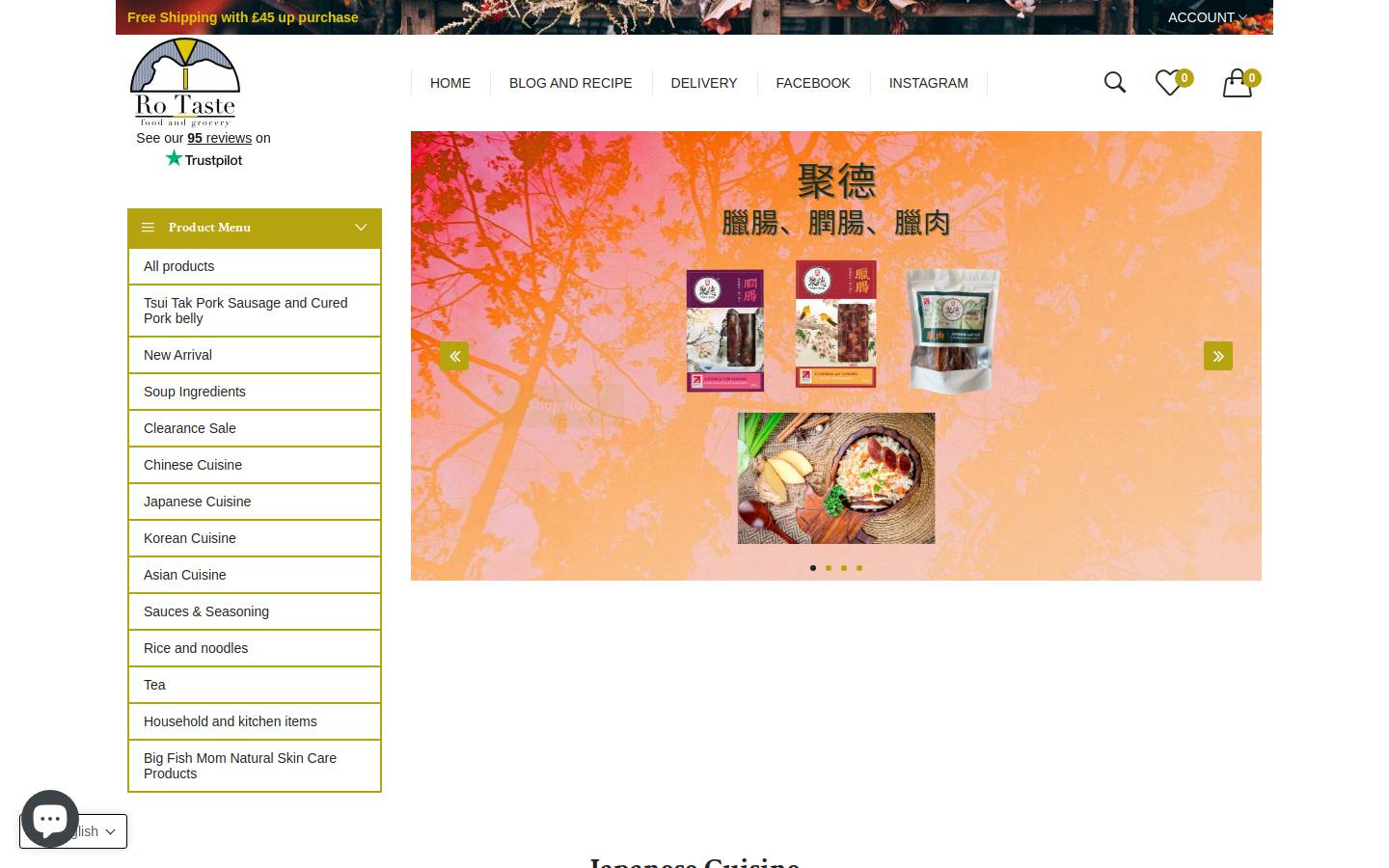 Ro Taste Food and Grocery homepage screenshot