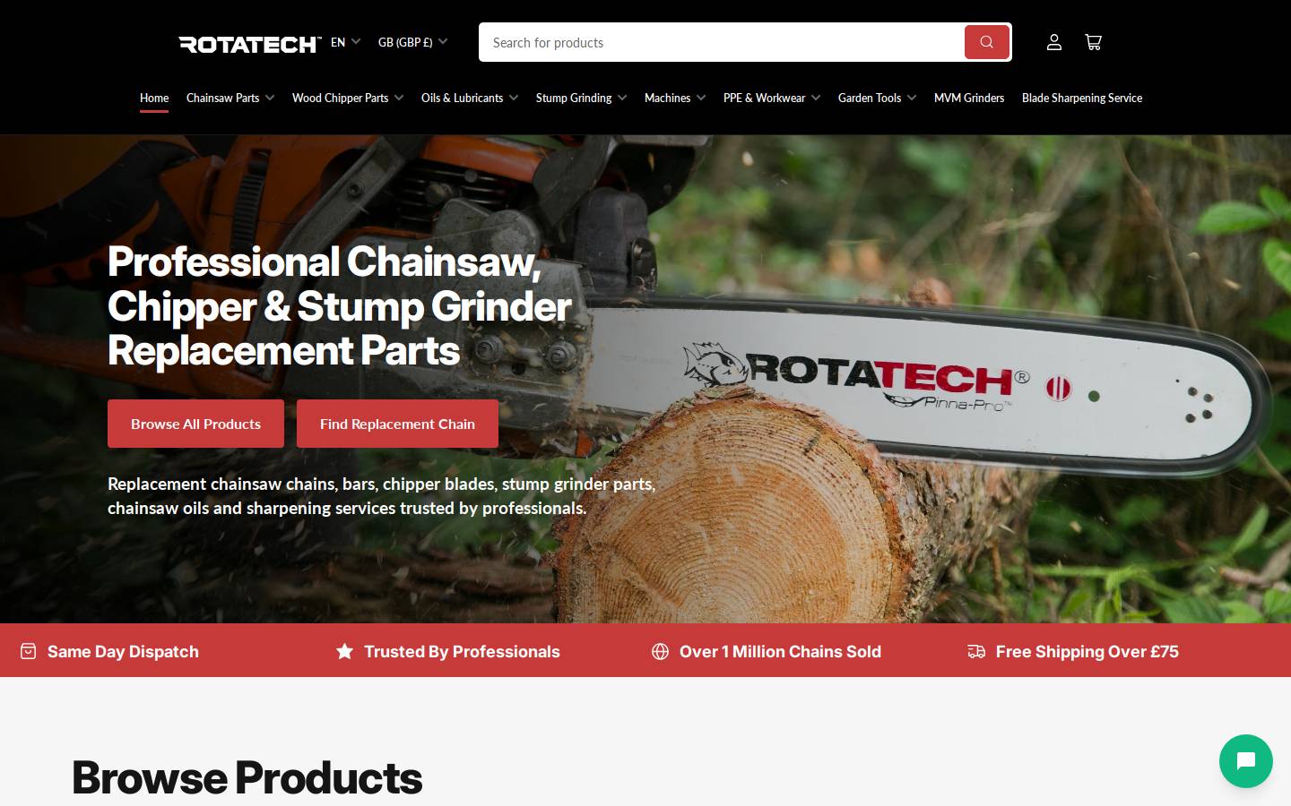Rotatech Products homepage screenshot