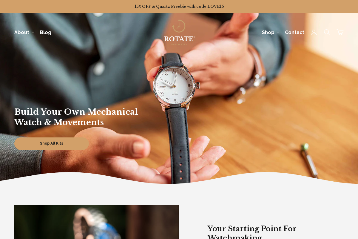 Rotate Watch Kits homepage screenshot