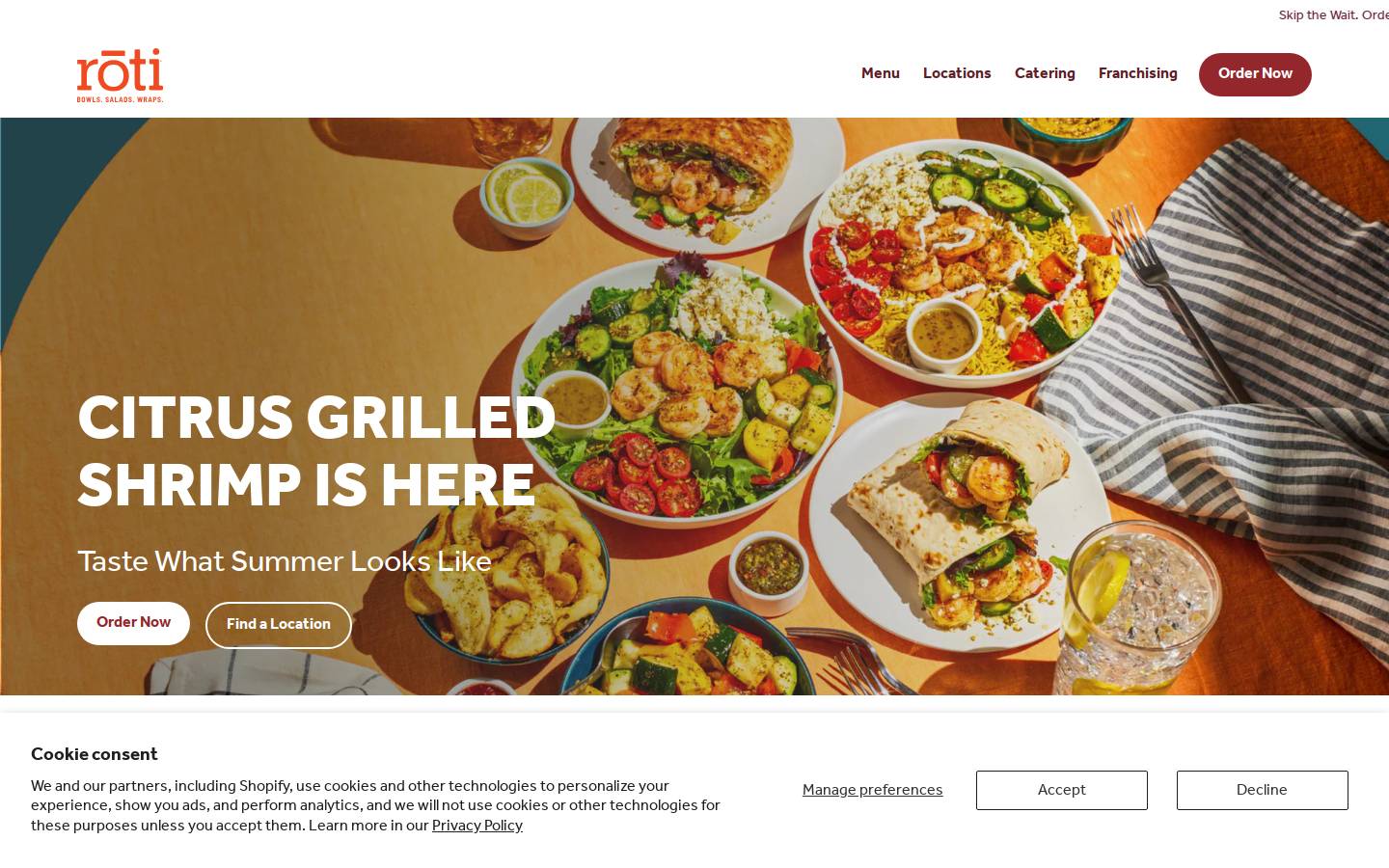 Roti Modern Mediterranean homepage screenshot