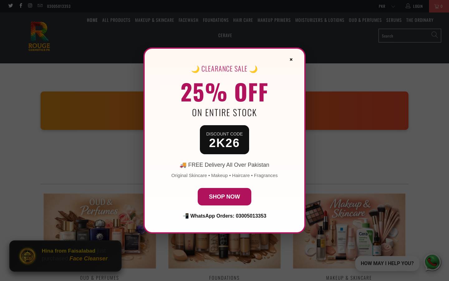 rougecosmeticspk.com homepage screenshot