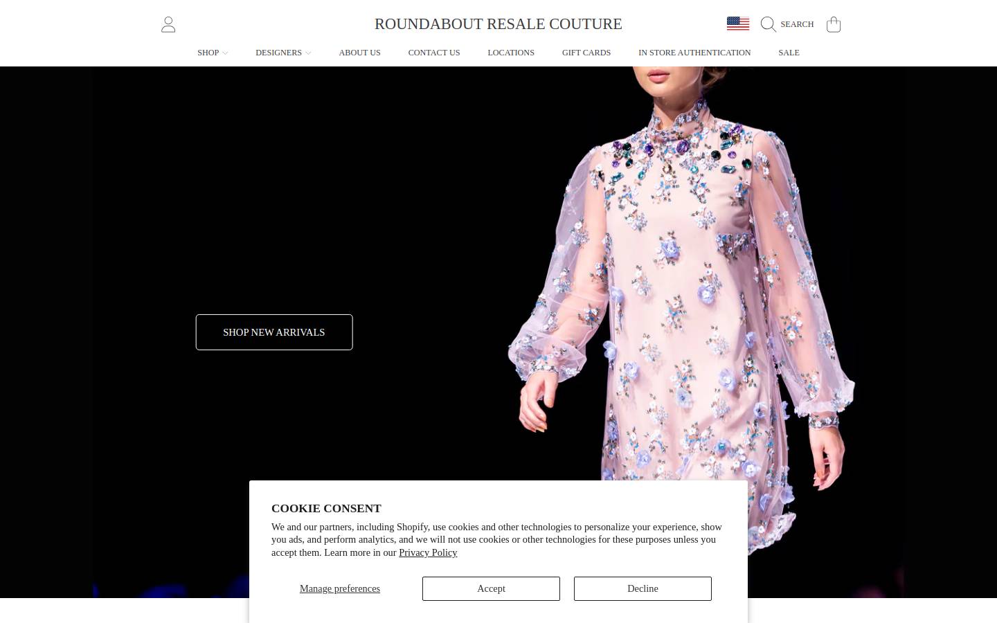 roundaboutcouture.com homepage screenshot
