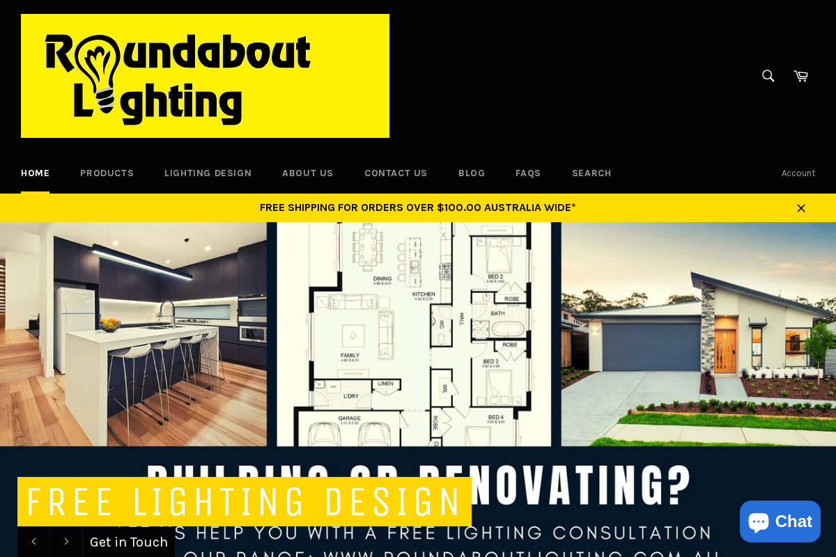 Roundabout Lighting homepage screenshot