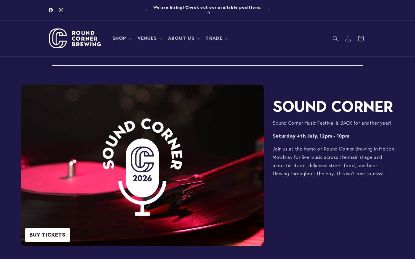 roundcornerbrewing.com homepage screenshot