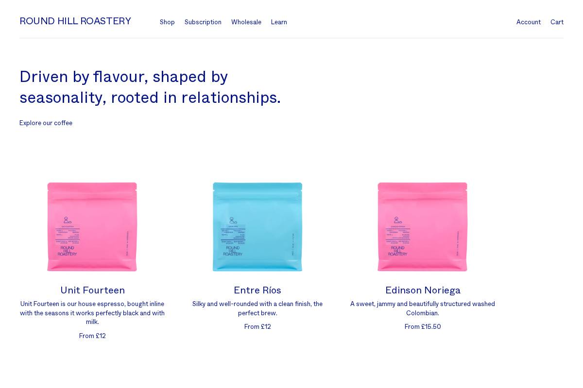 roundhillroastery.com homepage screenshot