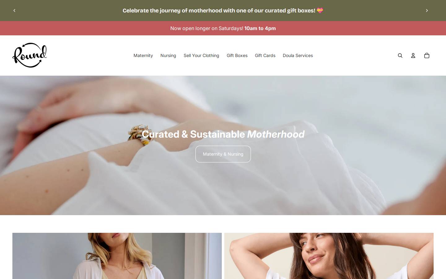 roundmaternity.com homepage screenshot