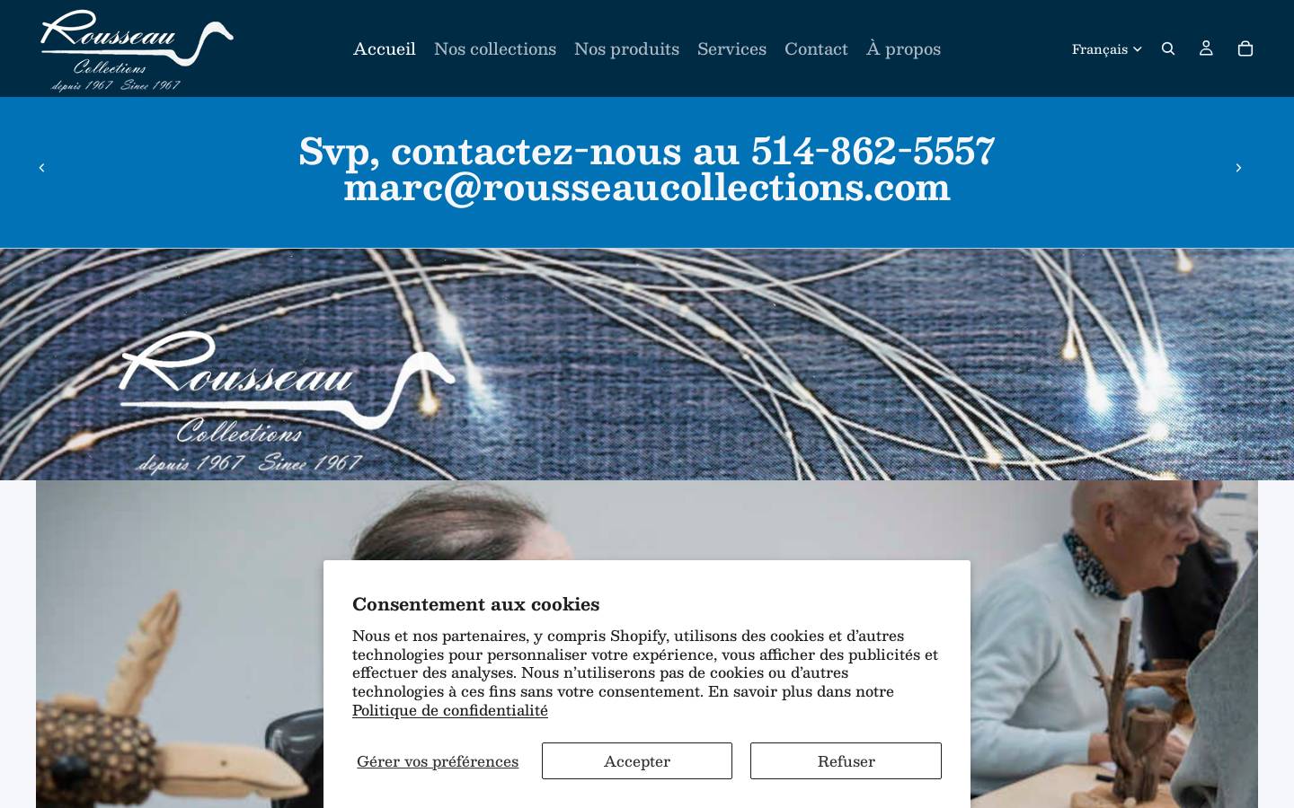 rousseaucollections.com homepage screenshot