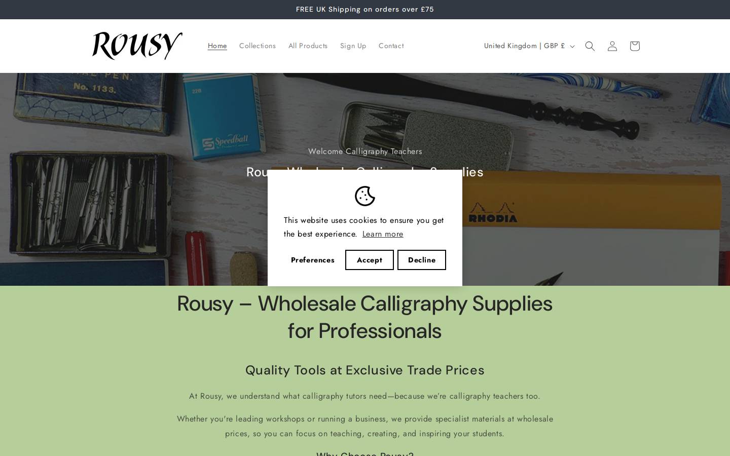rousy.co.uk homepage screenshot