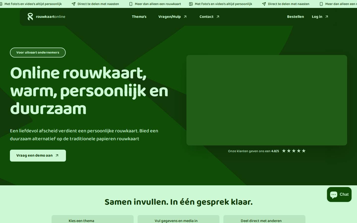 rouwkaart-online.com homepage screenshot