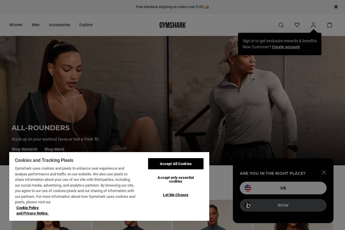 Gymshark homepage screenshot
