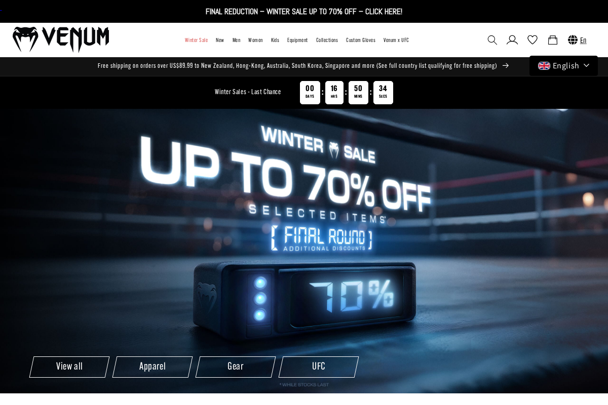 Venum Asia homepage screenshot