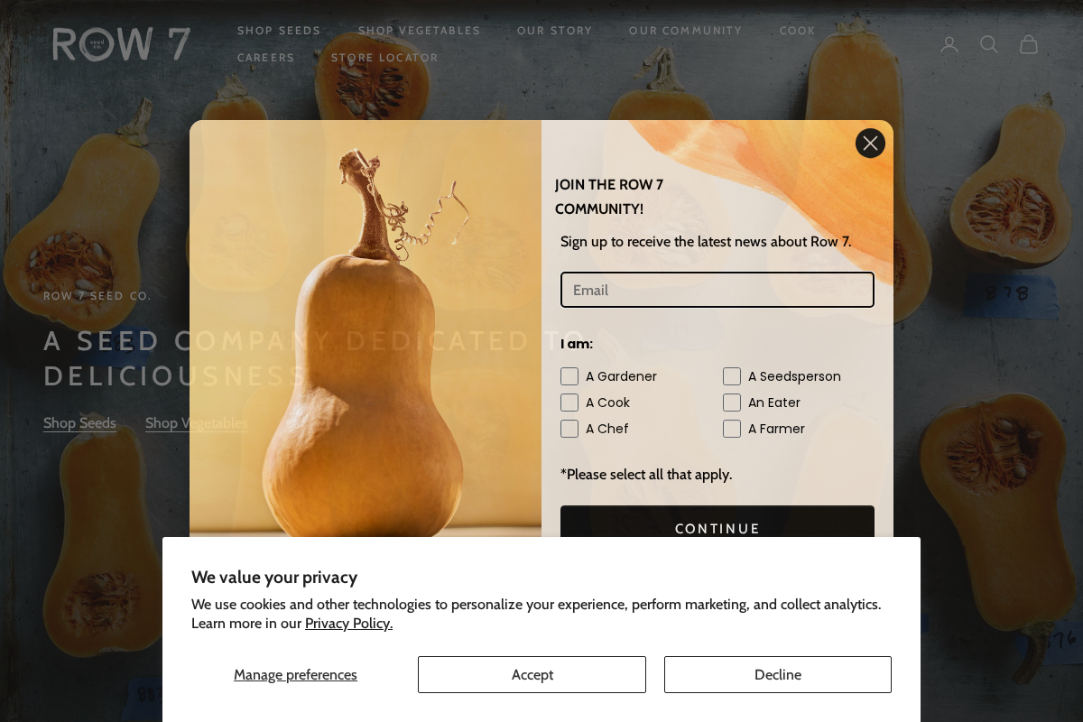 Row 7 Seed Company homepage screenshot