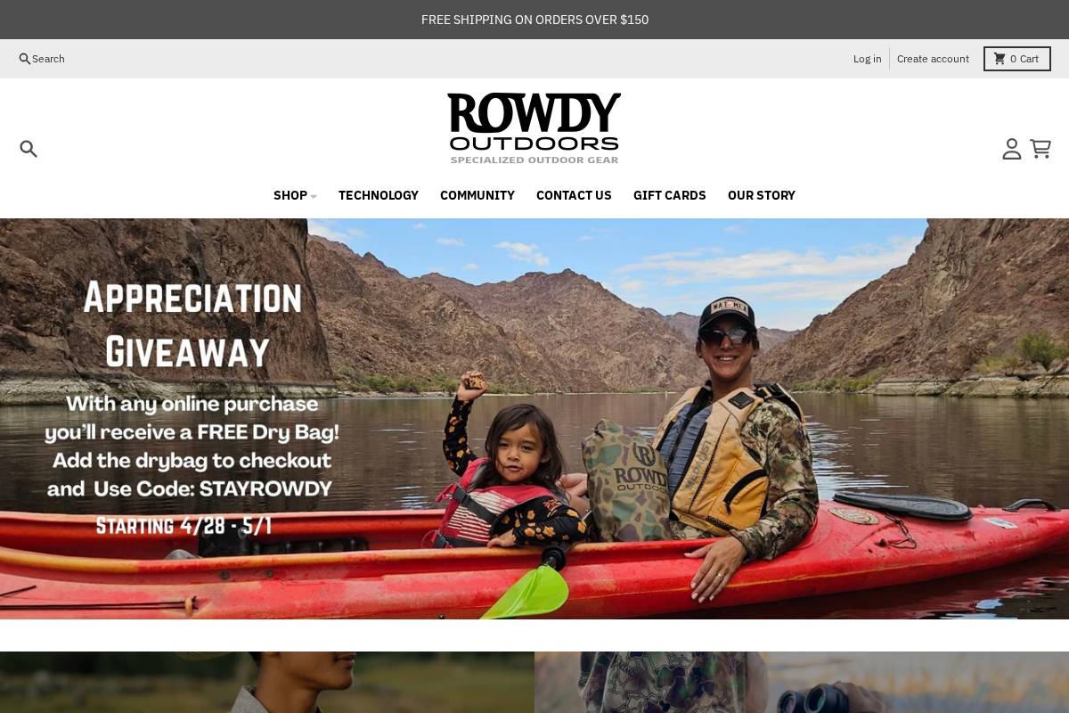 rowdyoutdoors.com homepage screenshot
