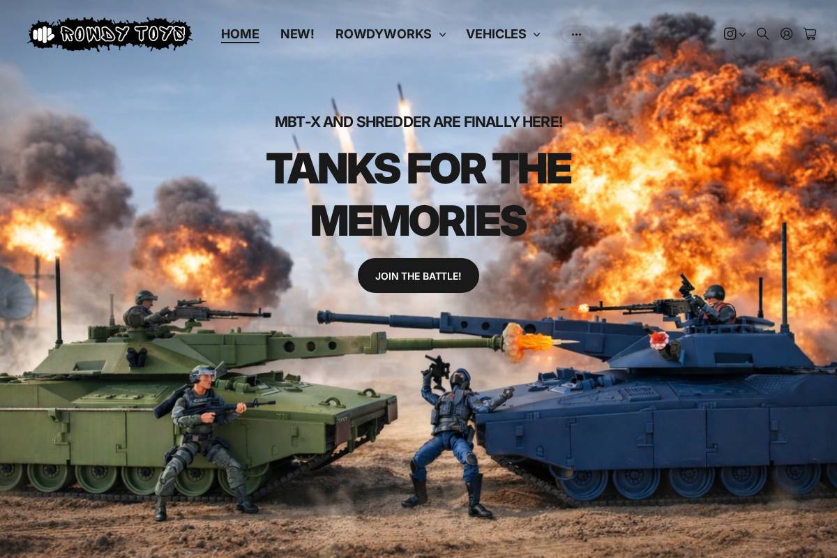 rowdytoys.com homepage screenshot