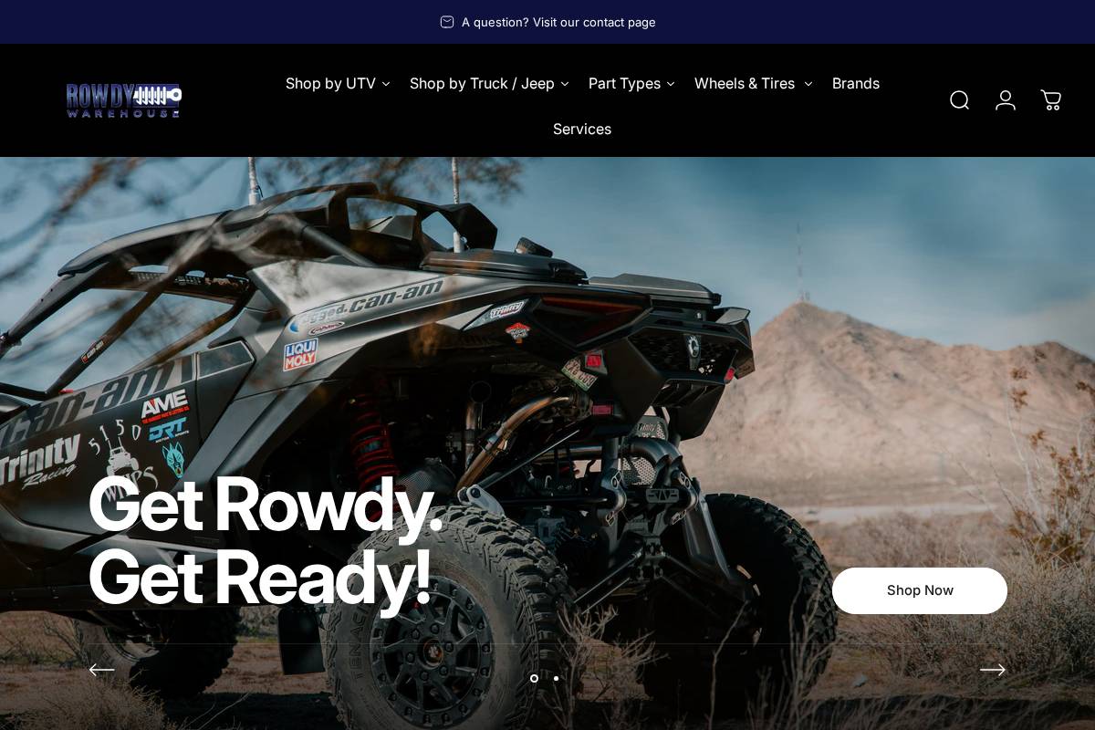 rowdywarehouse.com homepage screenshot