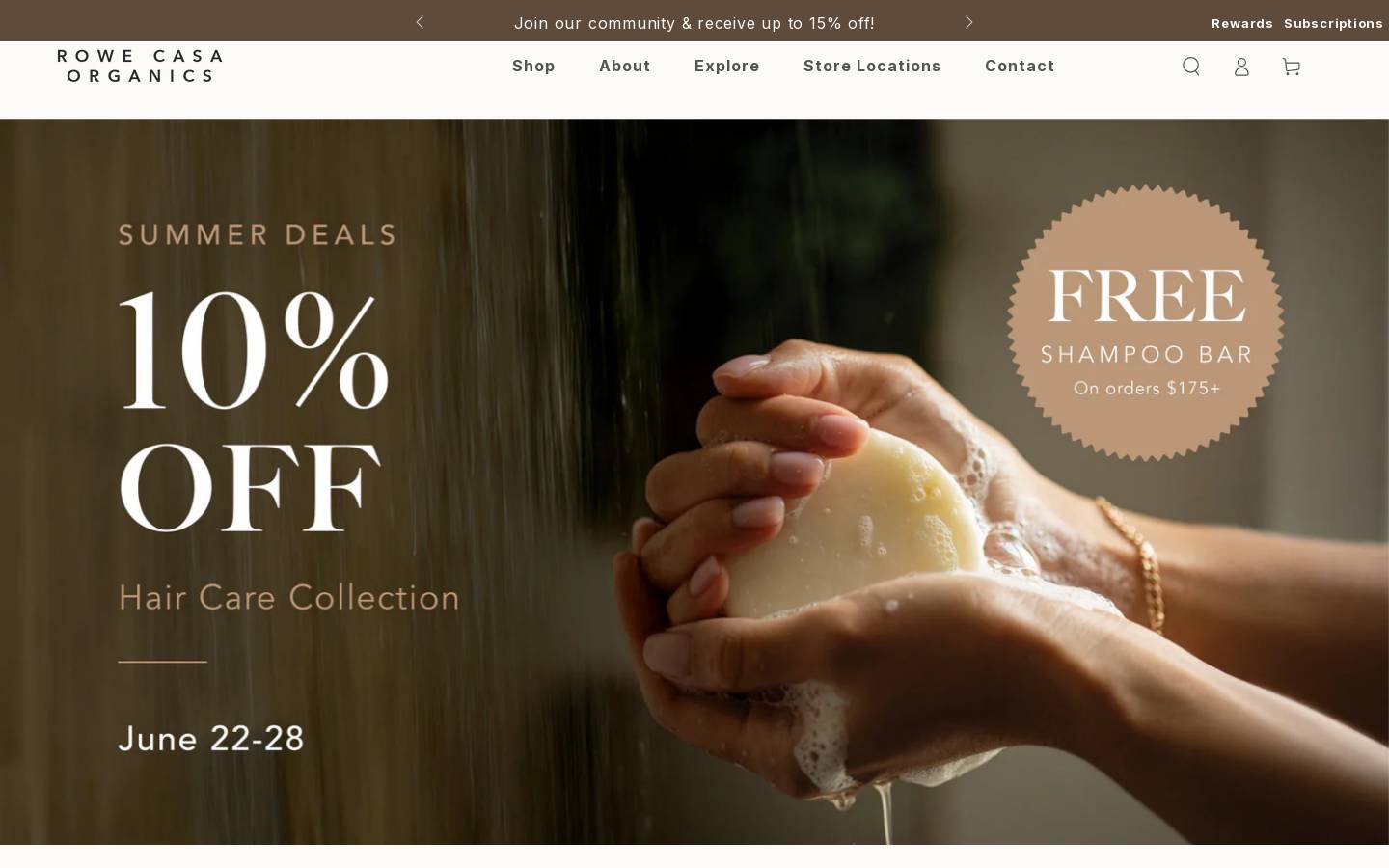 rowecasaorganics.com homepage screenshot