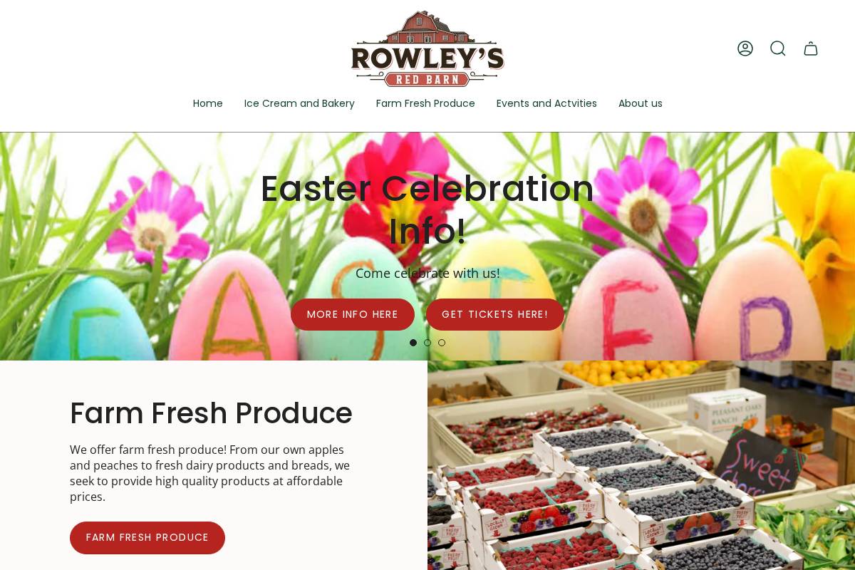 rowleysredbarn.com homepage screenshot