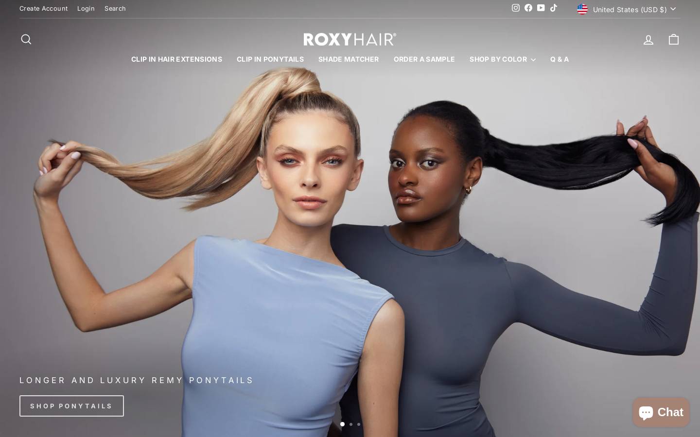 roxyhair.com homepage screenshot