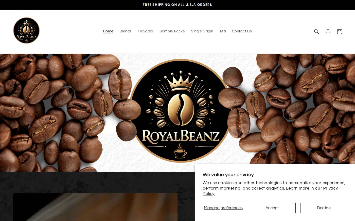 royalbeanz.com homepage screenshot