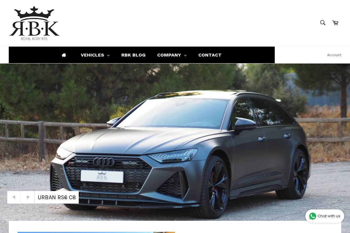 Royal Body Kits homepage screenshot