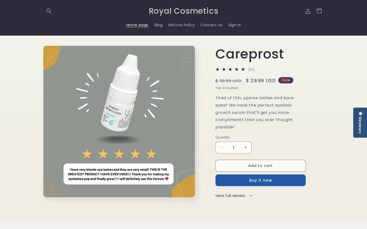 royalcosmetics.net homepage screenshot