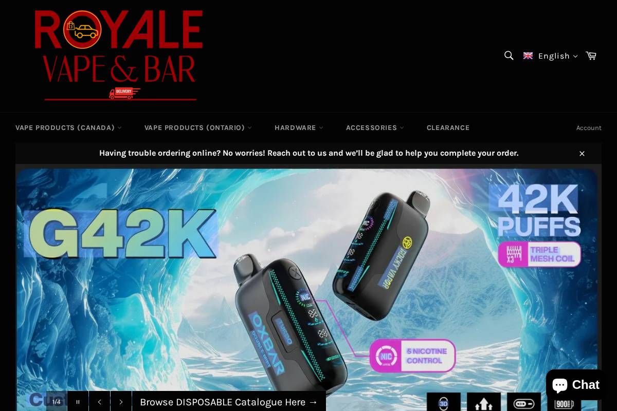 royalevapor.ca homepage screenshot