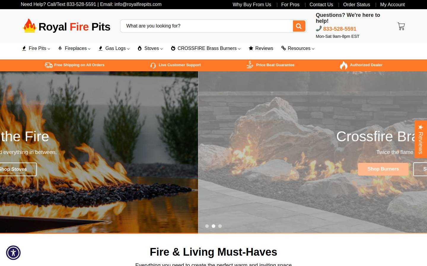 royalfirepits.com homepage screenshot