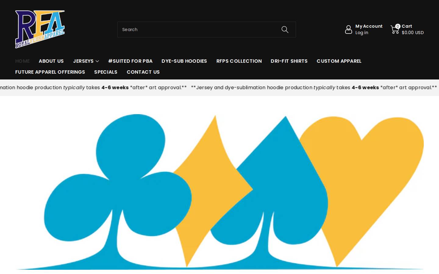 royalflushapparel.com homepage screenshot